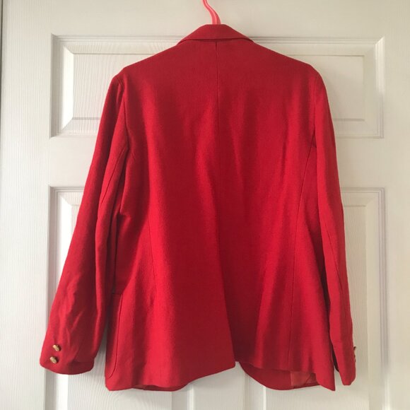 VINTAGE**Century Boston Sz12 RedWool Blend Blazer w/Crest Patch PrepSchool Style - Picture 2 of 4